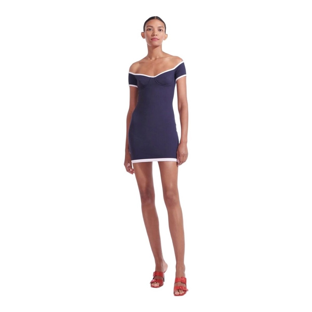 Elegant Navy Off-Shoulder Dress